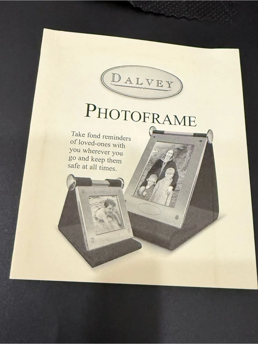 Vintage 2002 DALVEY Scotland Stainless Steel & Leather Travel Photo Frame NOS